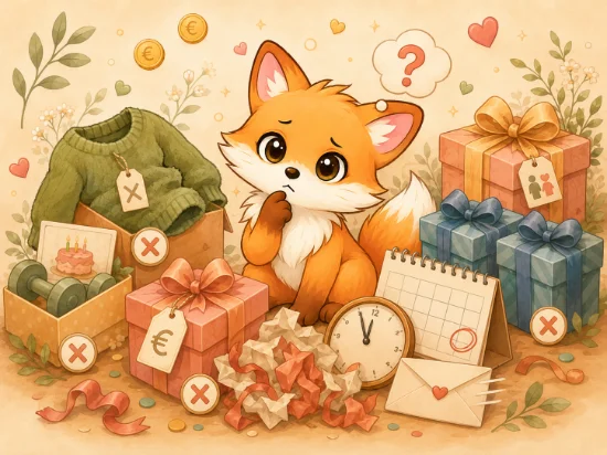Geplante Geschenke mit Checkliste und Verpackungsmaterial